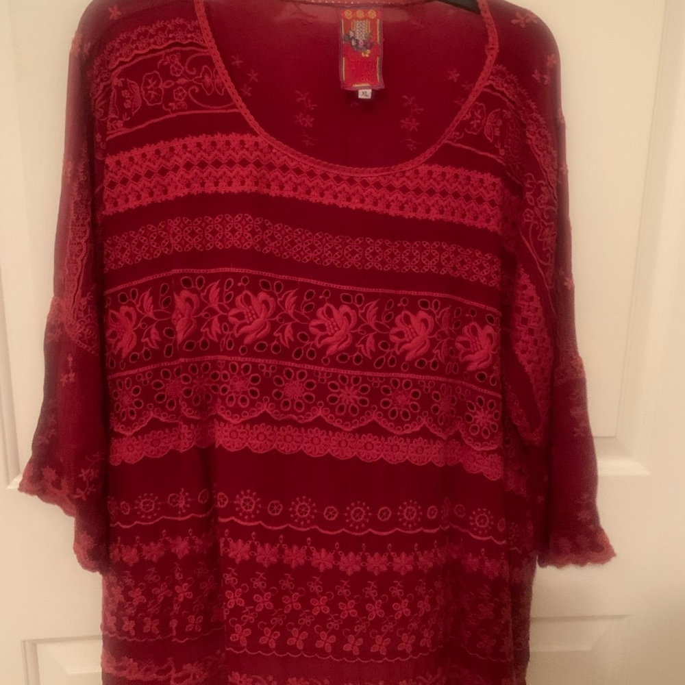 Johnny Was tunic XL red color